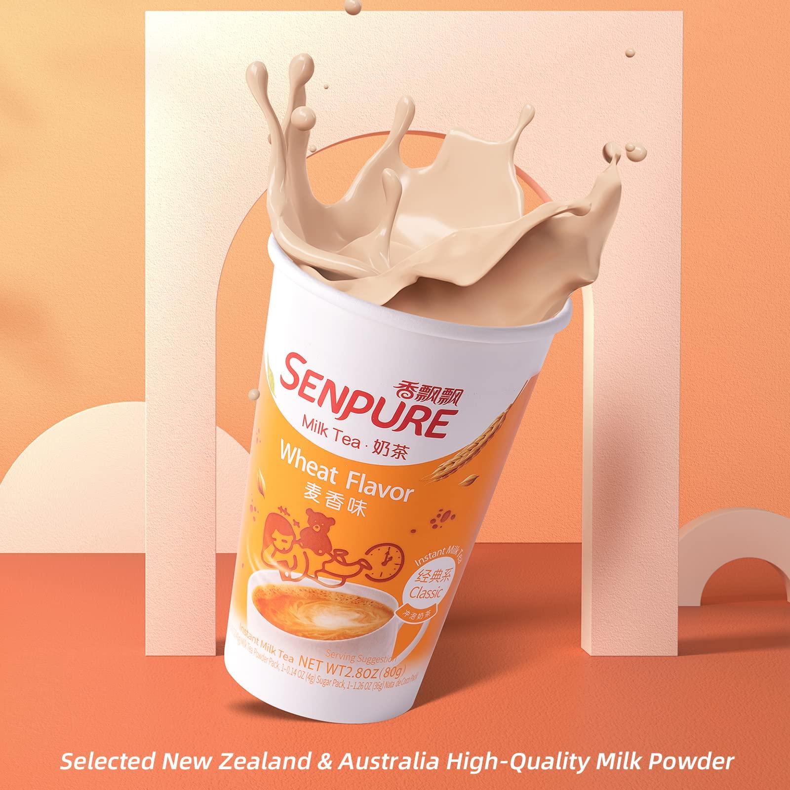 SENPURE Senpure 6-Pack Milk Tea Wheat Flavor with DIY Sugar Pack, Authentic Instant Tea, serve Cold or Hot Drinks