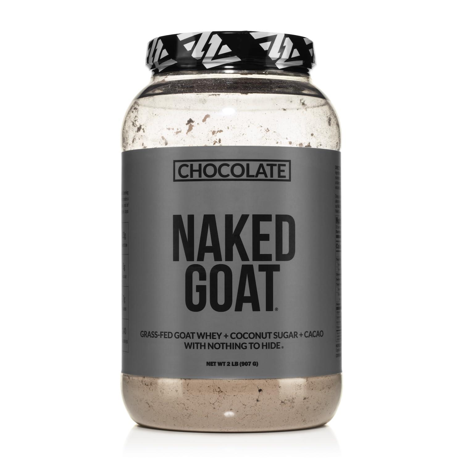 NAKED NAKED Goat Chocolate Protein Powder - Pasture Fed Goat Whey Protein Powder from Small-Herd Dairies - Only 3 Ingredients - GMO Free, Soy Free - All Natural - 23 Grams of Protein - 25 Servings