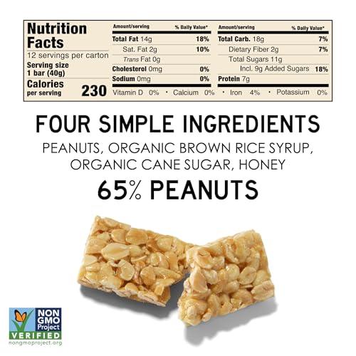 SOUTH FORTY SNACKS South 40 Snacks Peanut Bar, Extra Crunchy Nut Snack Bar, Simple Ingredients, Honey and Sugar, Delicious Healthy Protein Nut Clusters, Individually Wrapped, 7 Grams of Protein (40g Bar, Pack of 12)