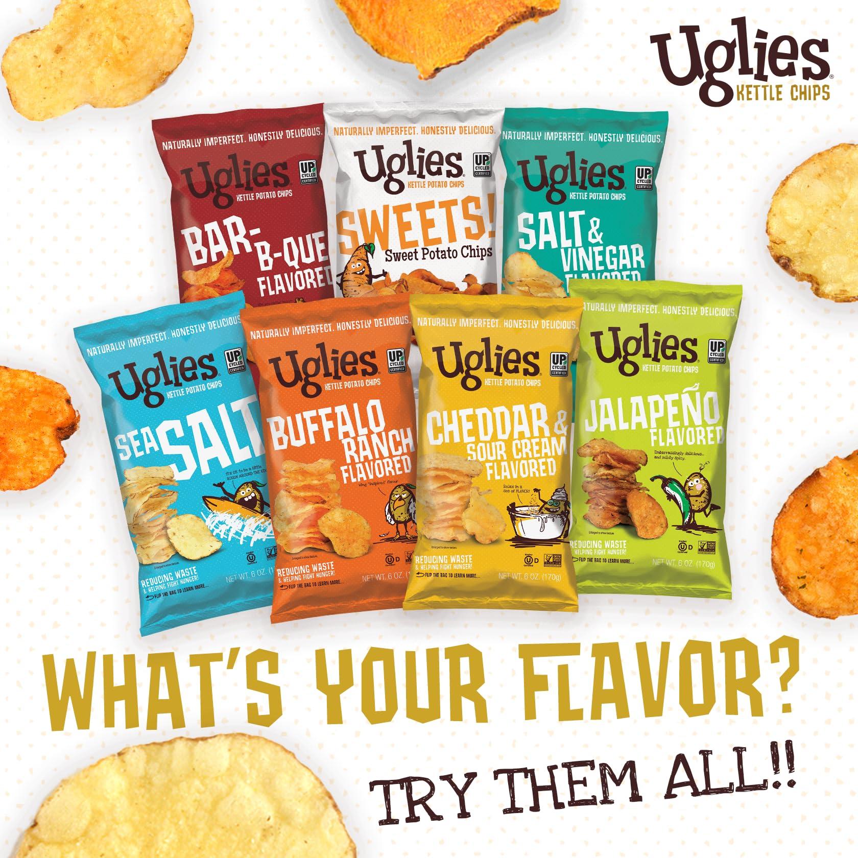 Uglies UGLIES Jalapeno Kettle-Cooked Potato Chips, Gluten-Free Snacks, Kosher-Friendly Chips, Non-GMO Snacks for Kids or Office, Lunch Snacks, Individual Snack Packs, 2 Oz. Bags, Pack of 12