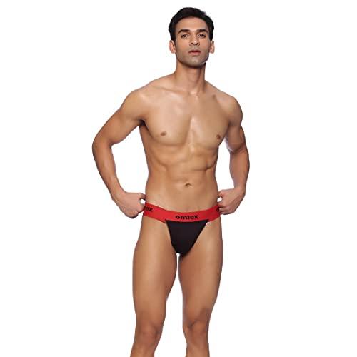 Omtex Omtex Rio Back Covered Supporter for Men with Cup Pocket, Ideal for Workout and Sports Quick Dry Moisture Wicking Underwear - Red - Large