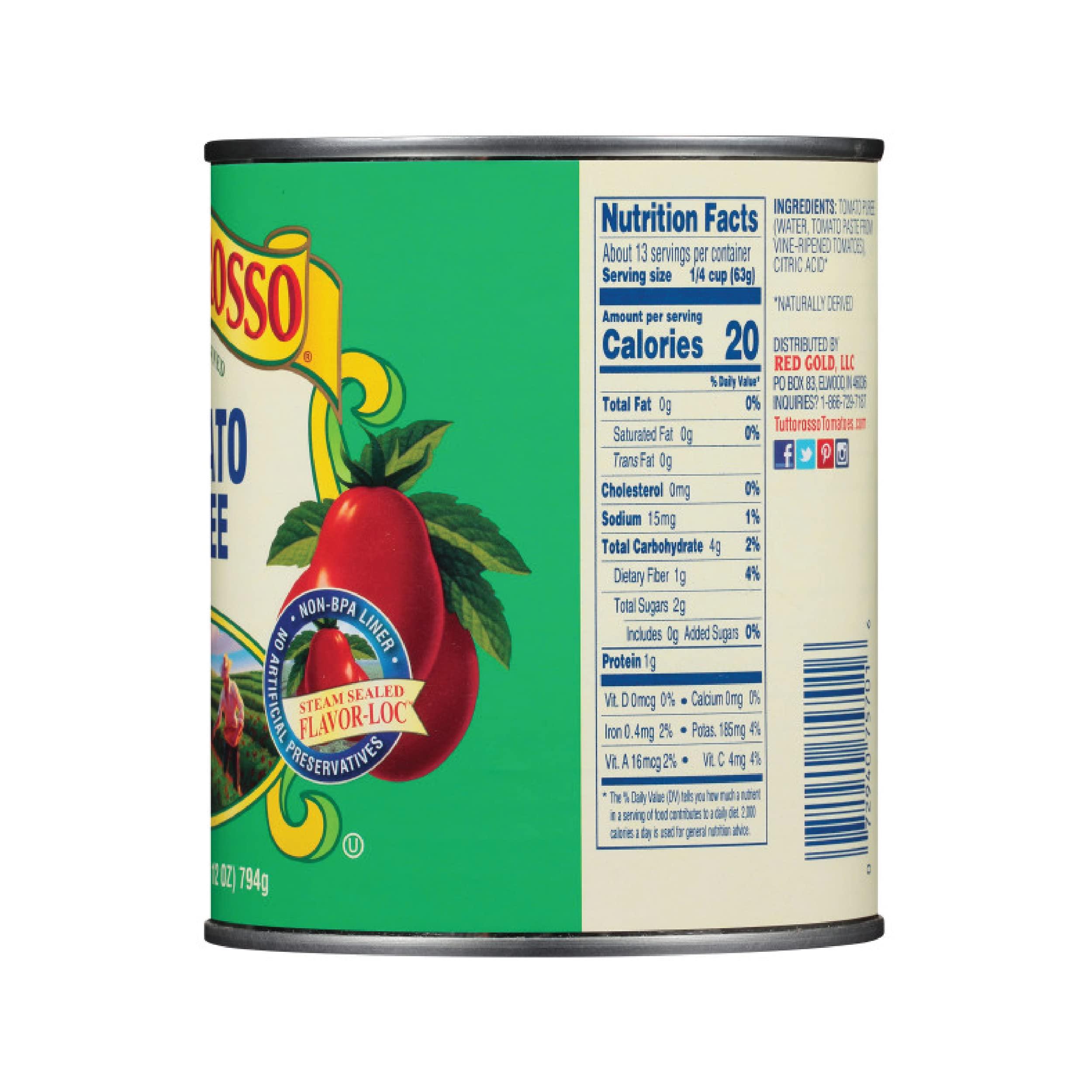 Tuttorosso Tuttorosso Tomato Puree, Gluten Free and Vegetarian Recipe, 28 Ounce Can, 4-Pack