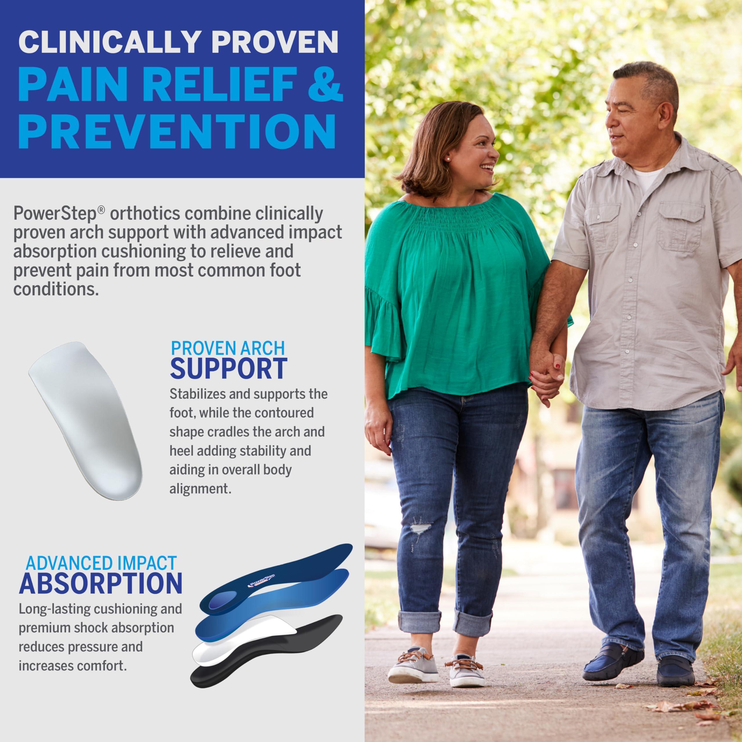 Powerstep PowerStep ProTech Full Length Orthotic Insoles - Medical Grade Arch Support Inserts for Relieving Plantar Fasciitis + Heel Pain - Maximum Cushioning + ShockAbsorb Orthotics (M 10-10.5 W 12)
