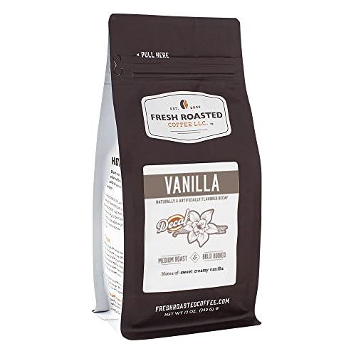 Fresh Roasted Coffee Fresh Roasted Coffee, Decaf Vanilla Flavored Coffee, 12 oz, Medium Roast, Kosher, Whole Bean