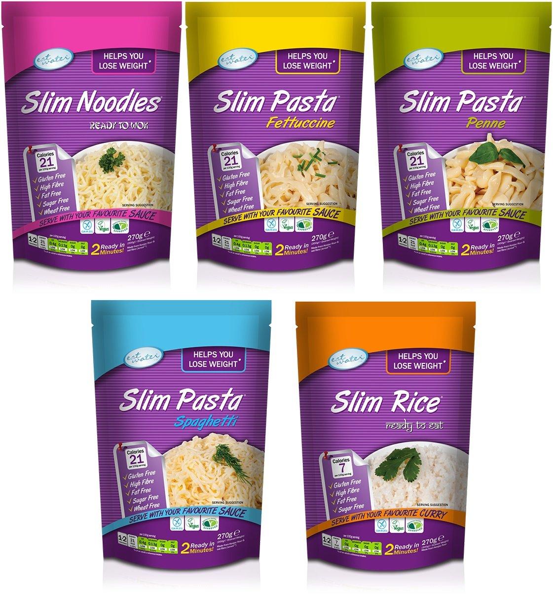 Eat Water Eat Water Slim Noodles, Fettucine, Penne, Spaghetti & Rice 200g (2 of Each)