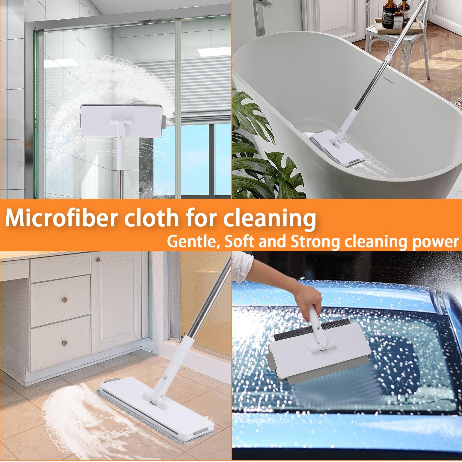Lomida Microfiber Mop Floor Cleaning, Dry and Wet Multi Surface Floor Cleaner, with 49\'\' Long Handle for Cleaning Window Floor Skirting Board Ceiling Wall Bathtub Tub Tile Scrubber Brush