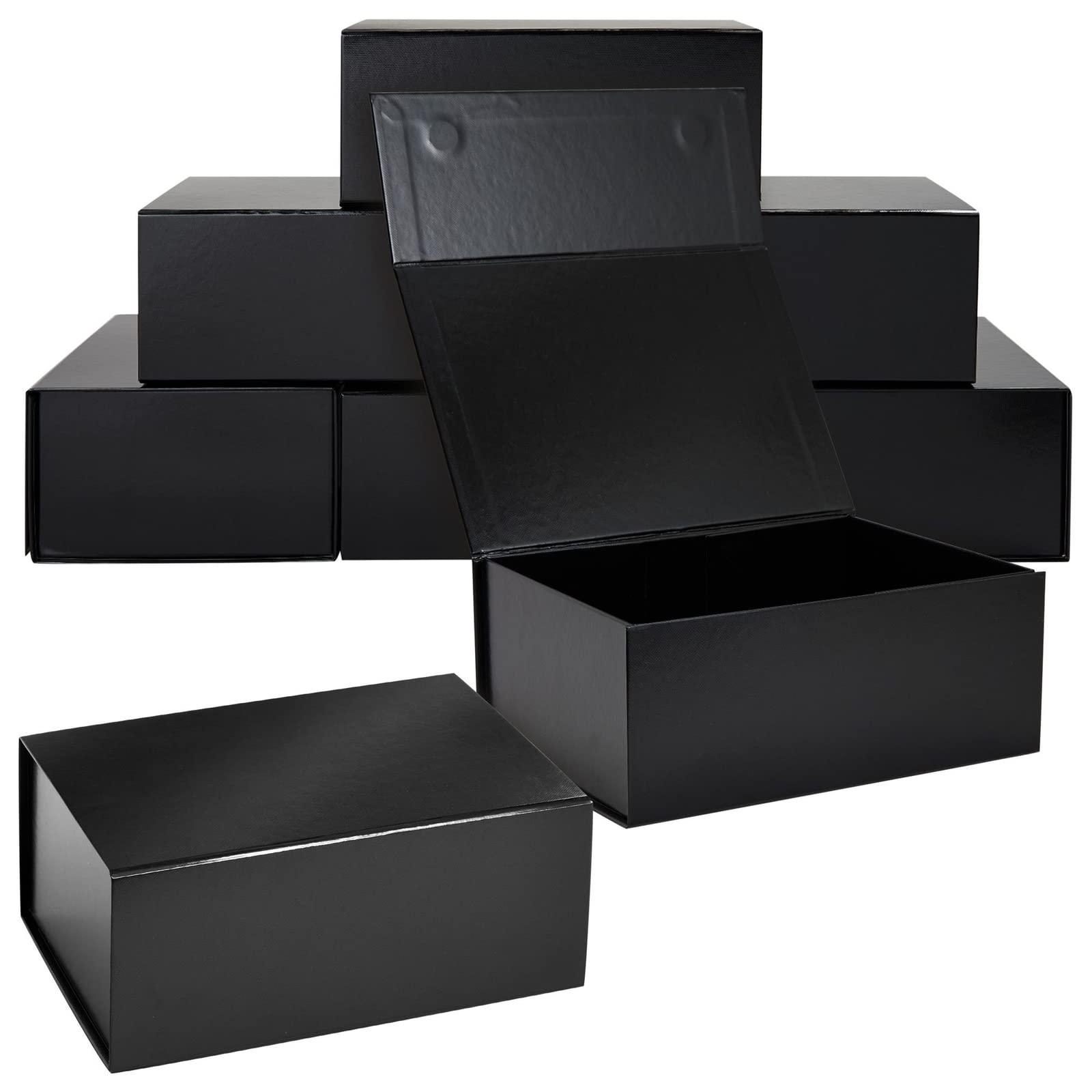 Stockroom Plus Stockroom Plus Magnetic Gift Boxes with Lids for Birthday, Wedding, Groomsman and Bridesmaid Proposal Box (9.5 x 7 x 4 Inches) (Gloss Black) - 6 Pack