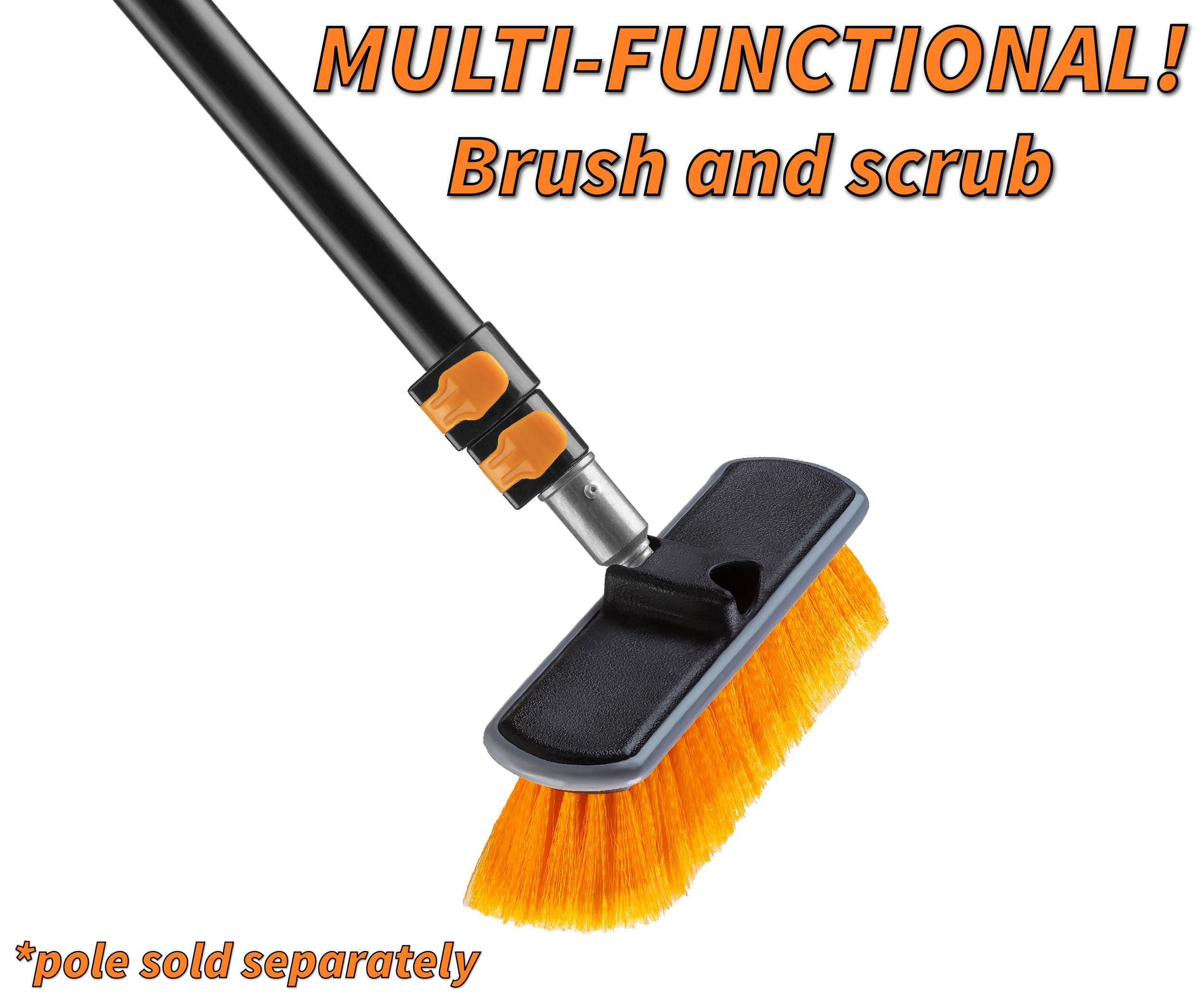 EXTEND-A-REACH Medium Bristle Deck Scrub Brush - Composite Deck Brush Head & Vinyl Siding Brush // Boat Scrub Brush, Roof Brush for Extension Pole // Exterior, Patio & Deck Cleaning Brush (Pole Sold Separately)