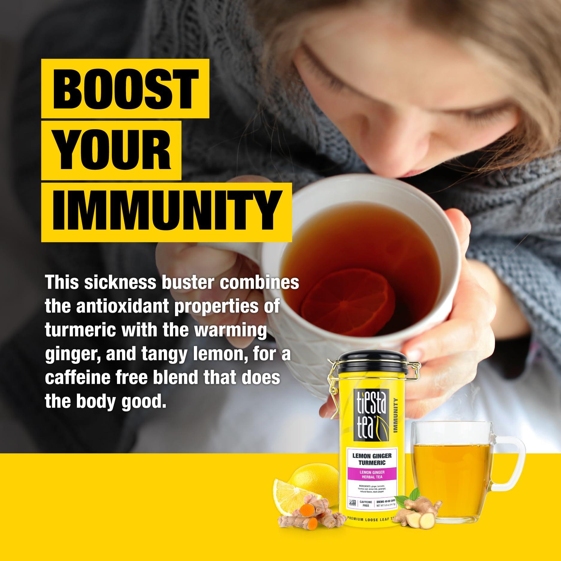 Tiesta Tea Tiesta Tea - Lemon Ginger Turmeric | Lemon Ginger Herbal Tea | Premium Loose Leaf Tea Blend | Non Caffeinated Herbal Tea | Make Hot or Iced Tea & Brews Up to 50 Cups - 5 Ounce Refillable Tin