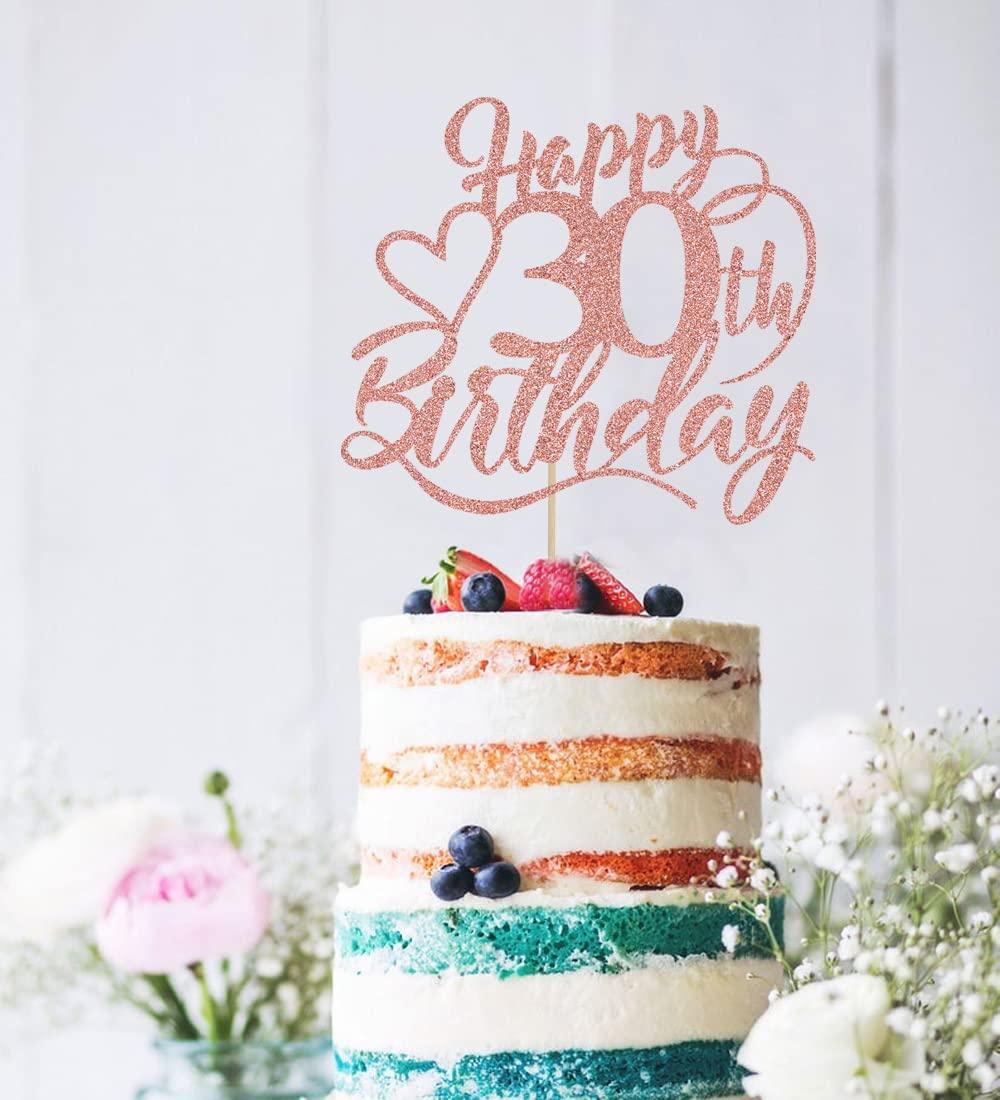 BIABISD Happy 30th Birthday Cake Topper for 30th Men and Women Birthday Party Decorations ? Cheers to 30 Years Cake Decoration (30)