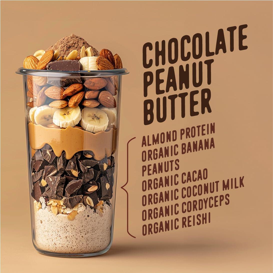 FlavCity FlavCity All-In-One Vegan Protein Powder Smoothie, Chocolate Peanut Butter - Plant-Based Pre-Workout Meal Replacement Shake for Women & Men Made with 20g of Almond Protein - Gluten Free & Dairy-Free