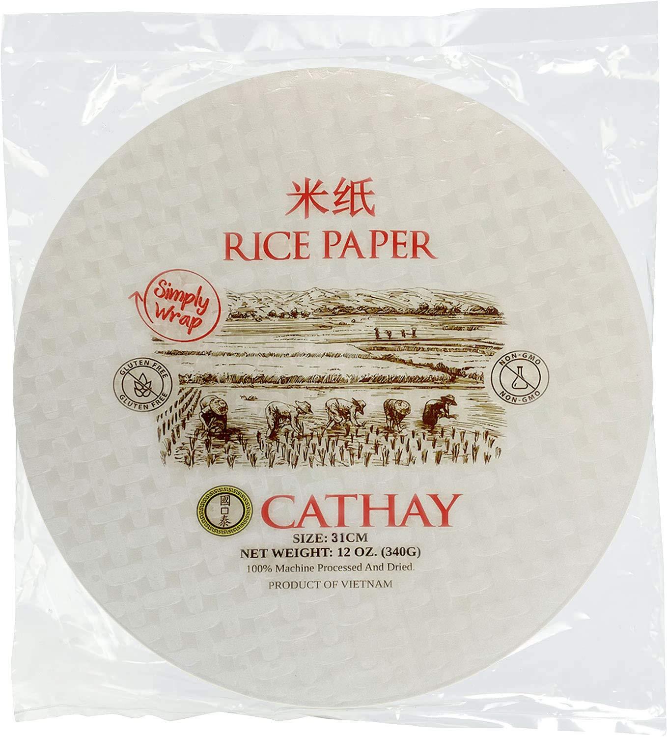 Cathay Cathay Fresh Spring Roll Rice Paper Wrappers, Rice Paper Wrappers for Fresh Rolls-25 Sheets, Non-GMO, Gluten-Free, Low Carb, Vietnamese Summer Wrap with Natural Ingredients, Veggie Wrap