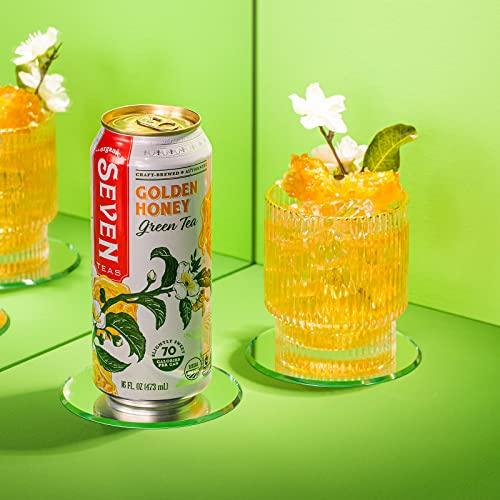 SevenTeas SevenTeas Golden Honey Green Tea, 16 OZ (Pack of 12 Cans), Lightly Sweetened Organic Iced Tea