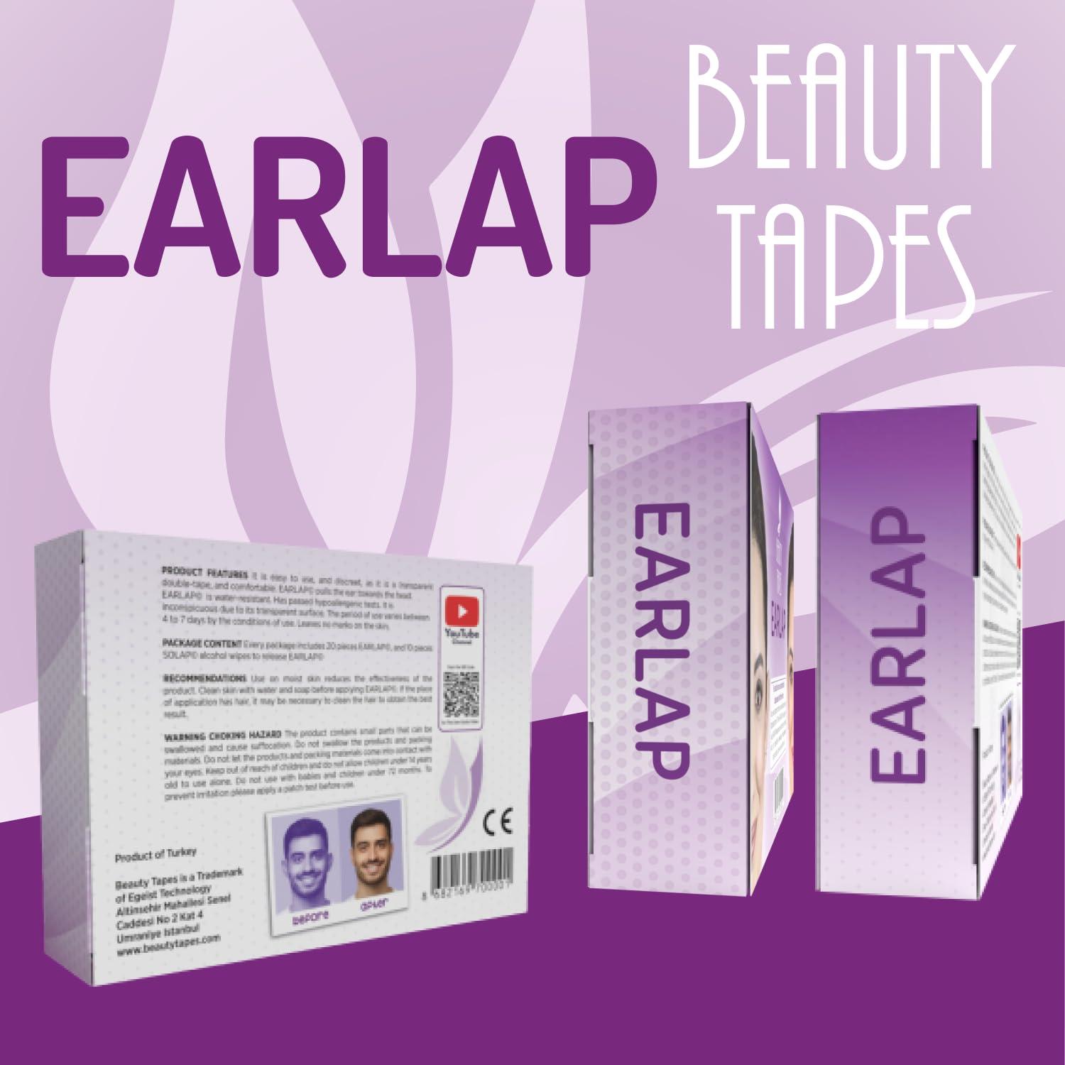 Beauty Tapes EARLAP Ear Corrector, Contain 20 Ear Tape, Solve Big Ear Problem with Ear Stickers by Pinning Back Ears, Cosmetic Aesthetic Correctors for Prominent Ears, Waterproof Ear Correctors Sticks for Adults