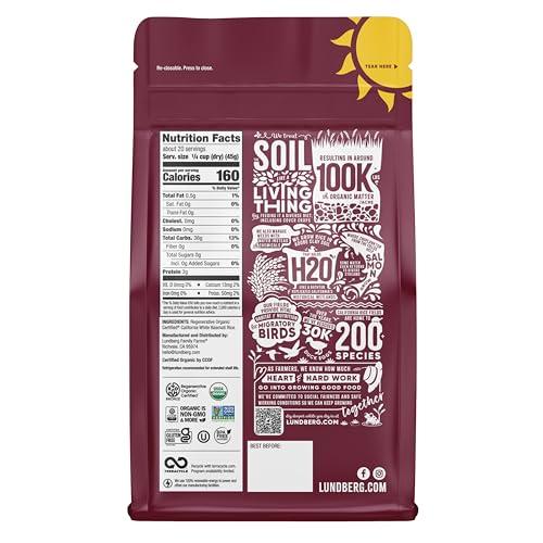 Lundberg Lundberg Basmati Rice, Organic Long Grain White Rice - Non-Sticky, Fluffy Aromatic Rice, Vegan Food, Healthy Meals, Gluten-Free Rice Grown in California, 32 Oz