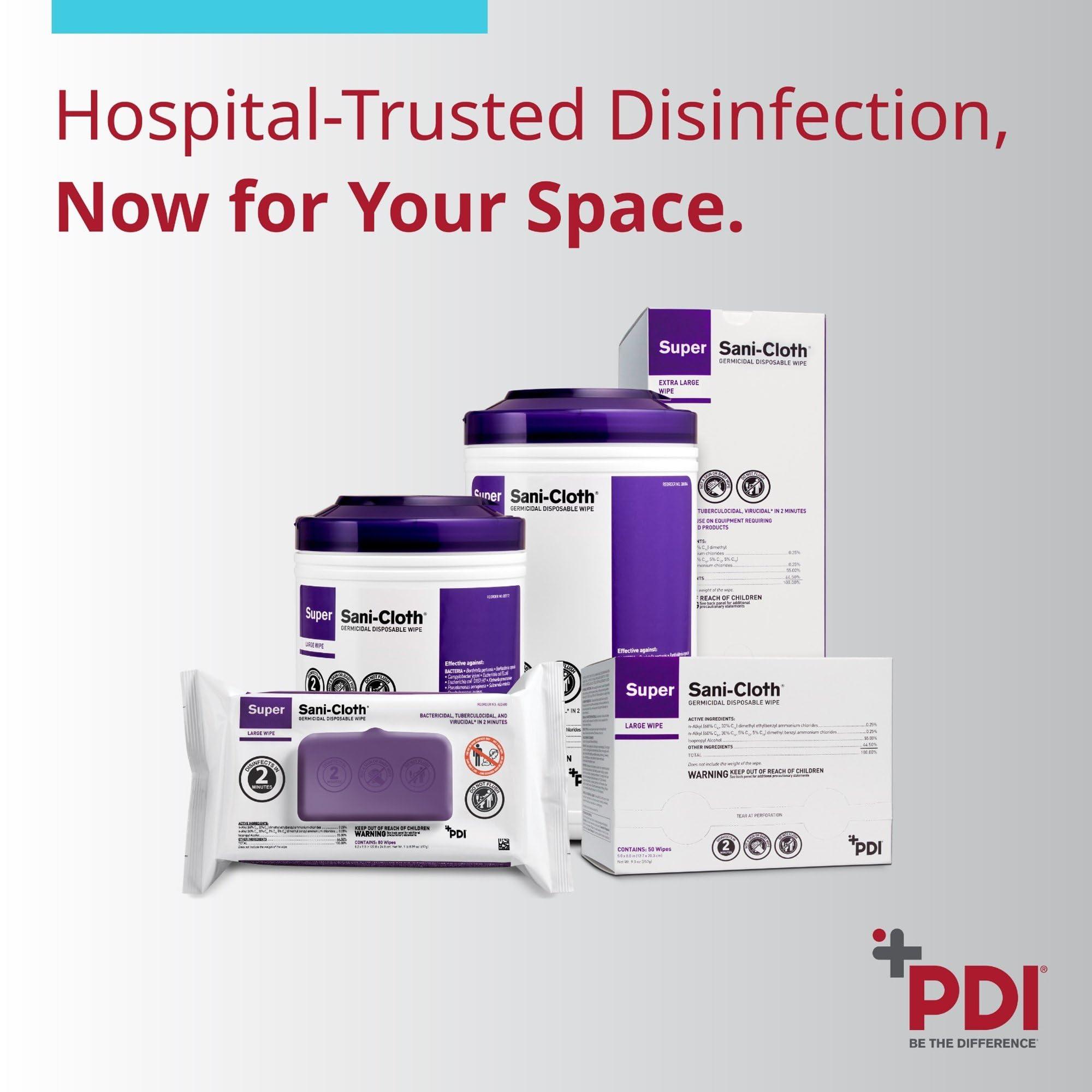 SANI CLOTH Germicidal Disposable Cloth Wipes, Large Wipes, 5\"x8\", 50 Individually Wrapped