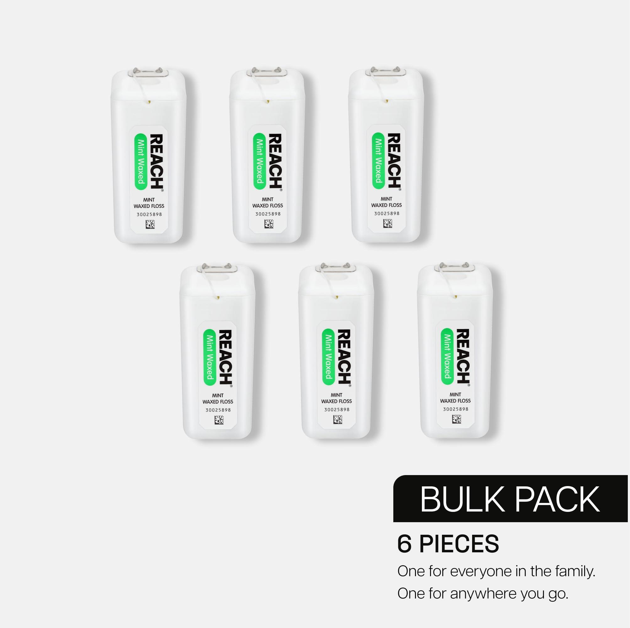Reach REACH Waxed Dental Floss, Mint, Plaque Remover for Teeth, Shred Resistant, Floss Slides Smoothly, Easy to Use, Waxed, Deep Cleaning Teeth, Oral Care, PFAS Free, for Adults & Kids, 6 Pack, 200 yd