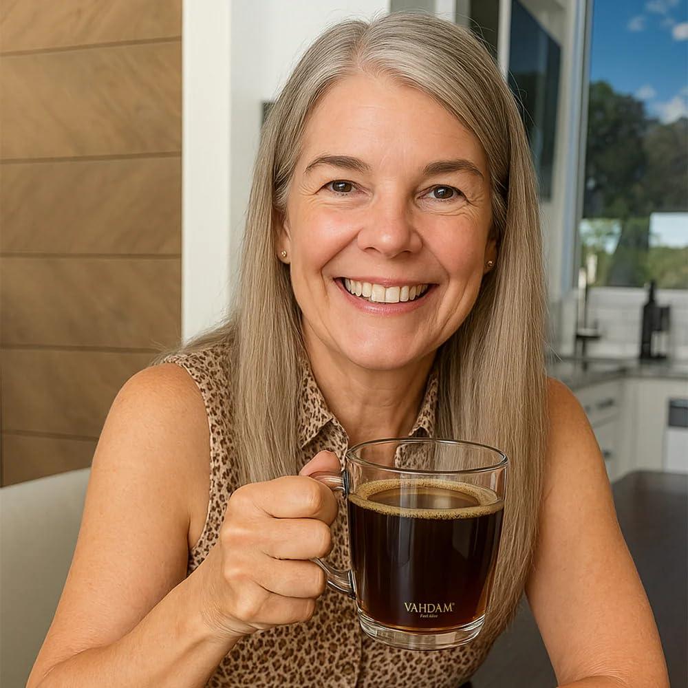 VAHDAM VAHDAM, Instant Mushroom Coffee with KSM 66 Ashwagandha (250mg, 40 servings), Turmeric, Lion\'s Mane and Chaga Mushroom | 100% Arabica Coffee | Supports Better Focus and Immunity | Enjoy Hot or Iced