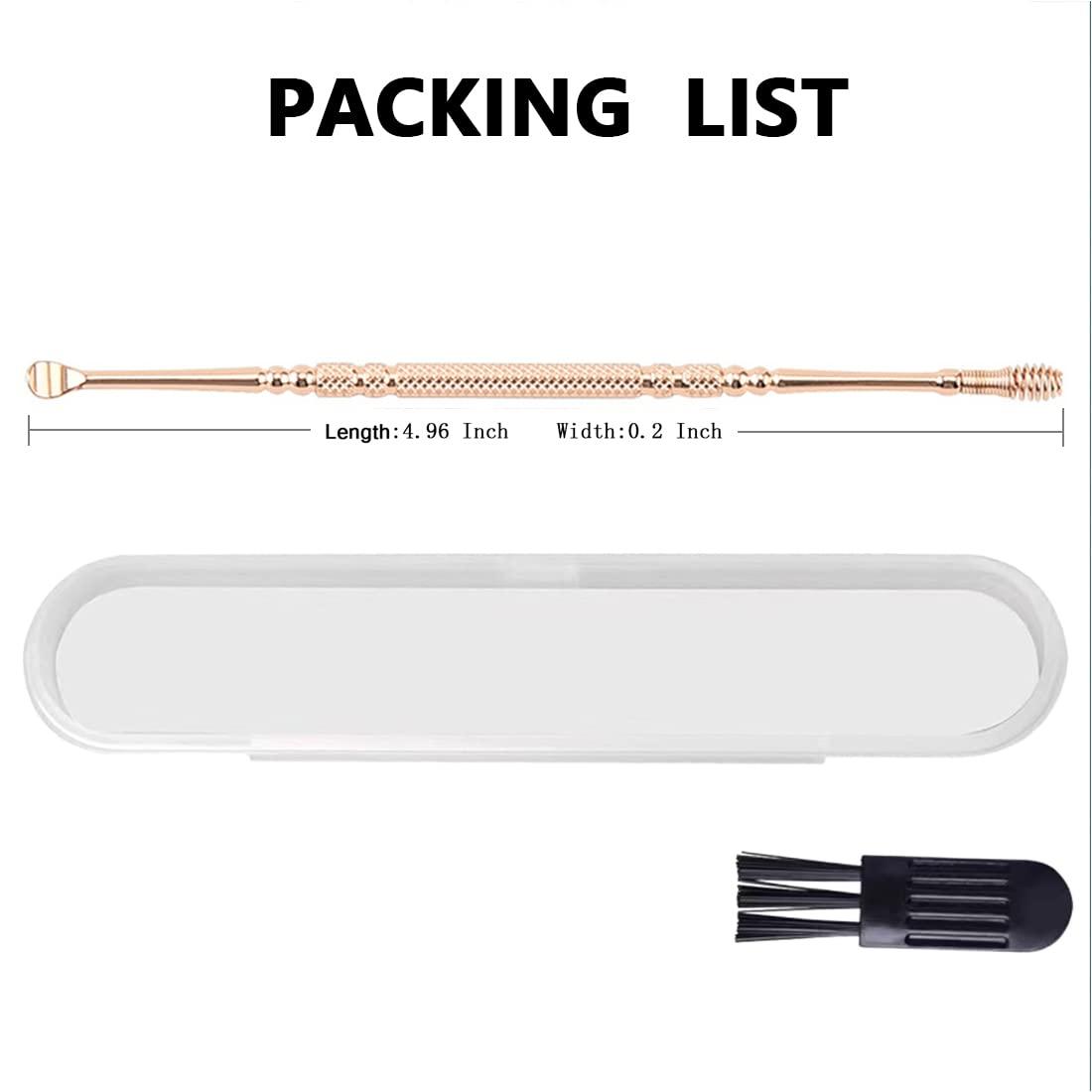 TFK.XTAY Spring Ear Wax Cleaner Tool Set Ear Cleaner Ear Cleaner Tool Ear Wax Removal Spoon Double Ended with Stainless 360° Spiral Ear Massage Cleaning Tool Ear Cleaner Cleaning Brush and Storage Box Gold