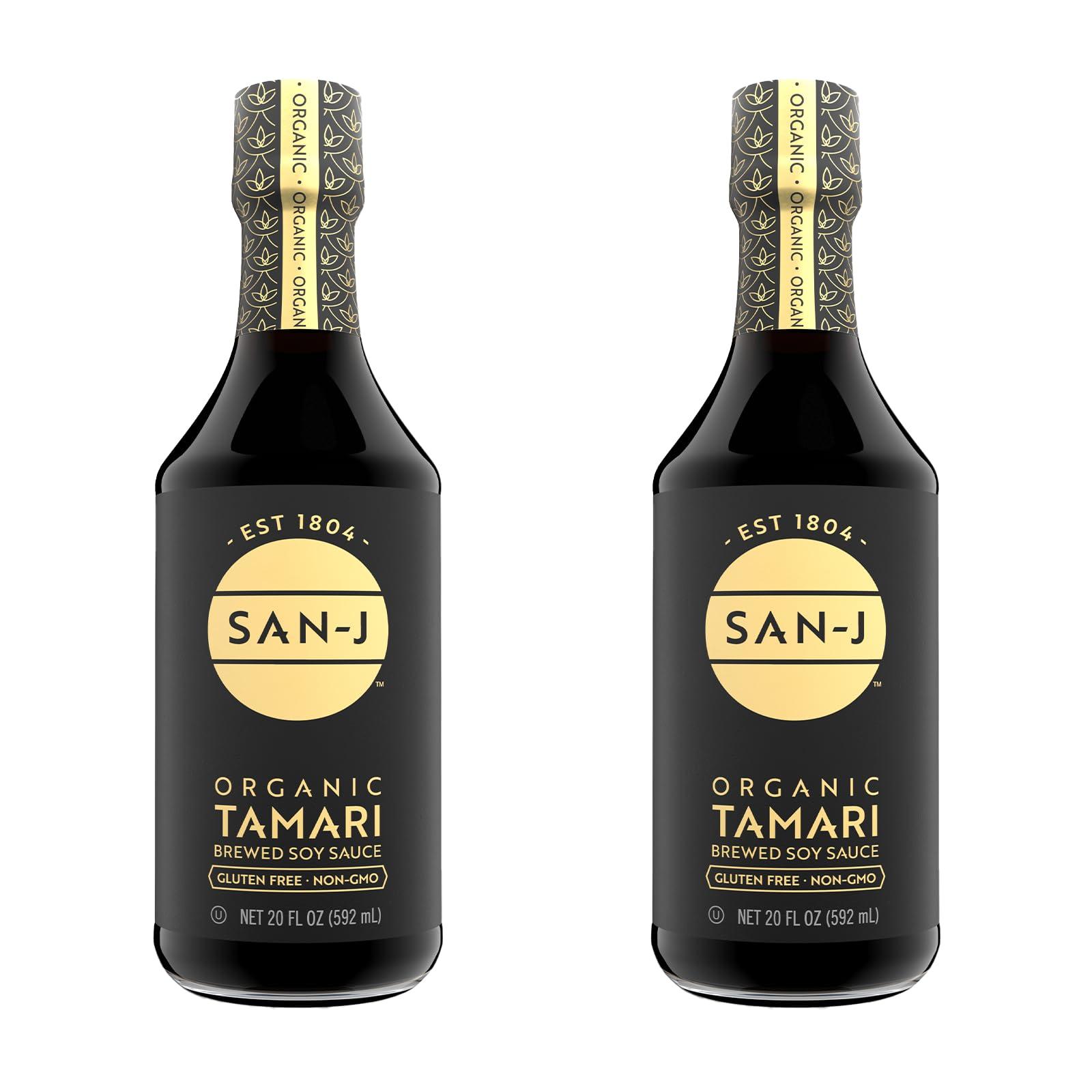 San-J San-J - Organic Gluten Free Tamari Soy Sauce - Specially Brewed - Made with 100% Whole Soy - 20 oz. Bottles - 2 Pack