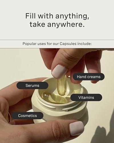 Cadence Cadence Travel Containers - Pill Case Set - Magnetic Travel Capsules - A Daily Pill Box for Supplements & Vitamins - Contains 7 Flex Mediums (0.56oz) with Labels for Everyday of The Week - Charcoal