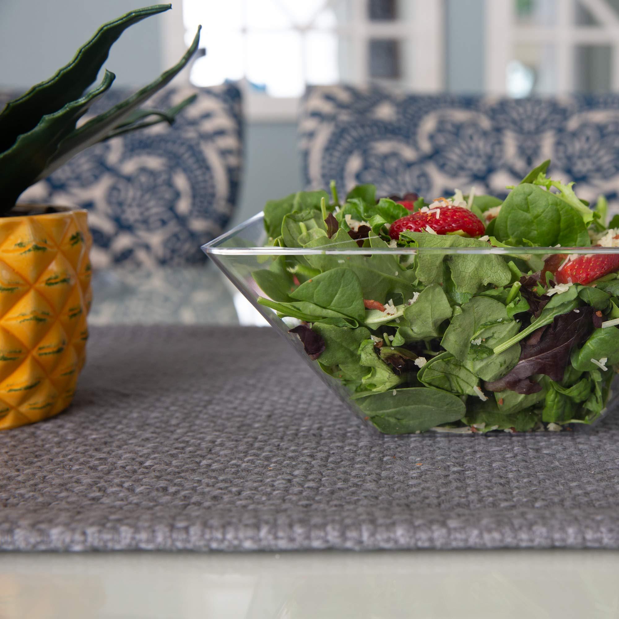 PLASTICPRO PLASTICPRO Disposable Square Plastic Serving Bowls Extra Heavy Duty for Party\'s Snack or Salad Bowl, Heavy Duty, Elegant (Large, Black)