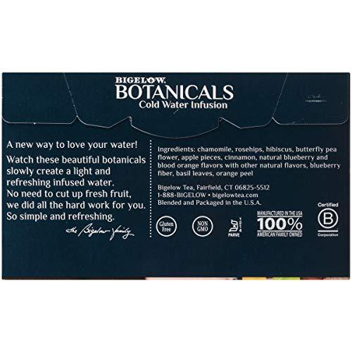 Bigelow Tea Bigelow Botanicals Cold Water Infusion Blueberry Citrus Basil Tea Bags 18 Count Box (Pack of 3), Herbal Infusion, Caffeine Free, 54 Tea Bags Total