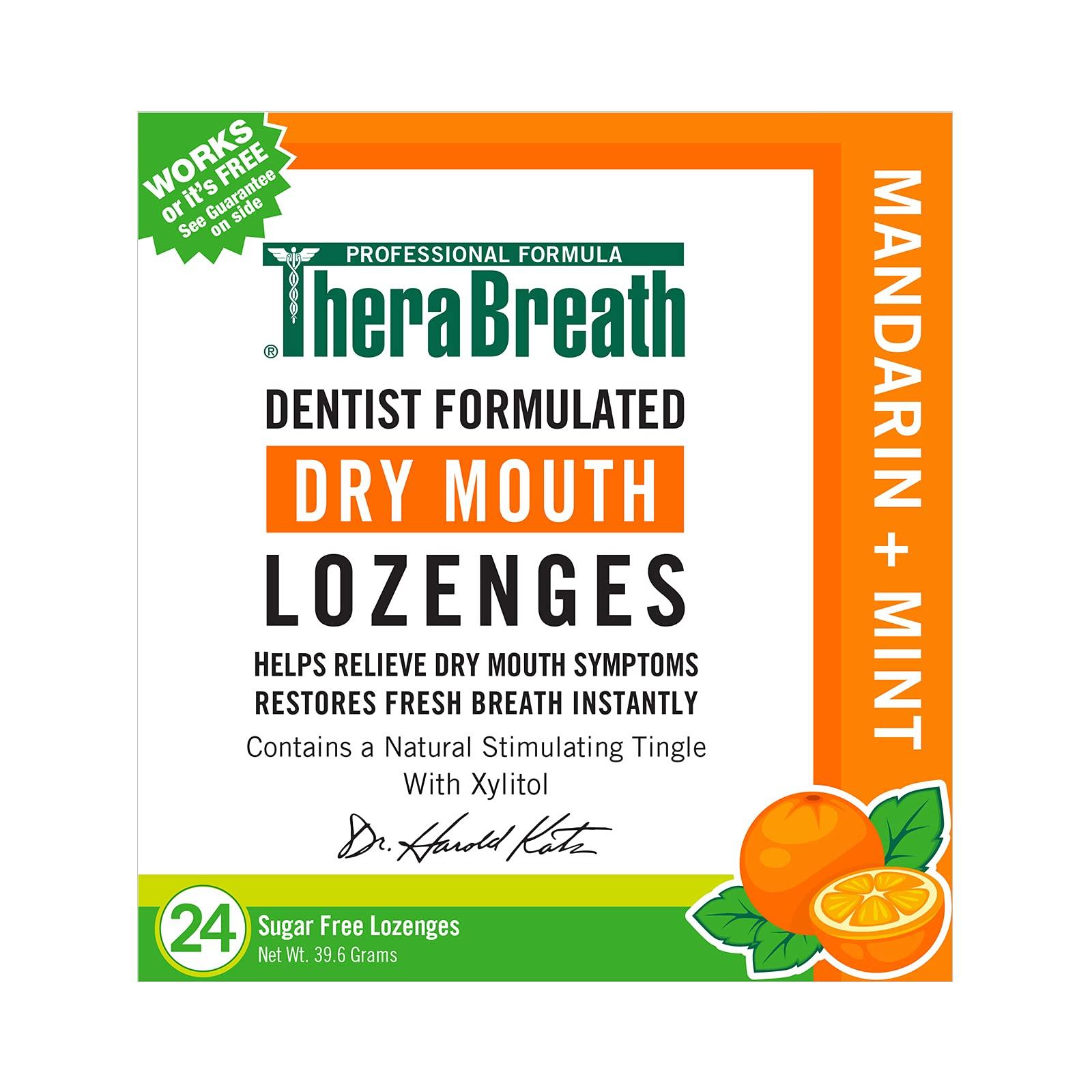 TheraBreath TheraBreath Dry Mouth Oral Rinse, Tingling Mint, Dentist Formulated, 16 Fl Oz (2-Pack) & Dry Mouth Dentist Formulated Sugar-Free Lozenges, Mandarin Mint, 24 Count