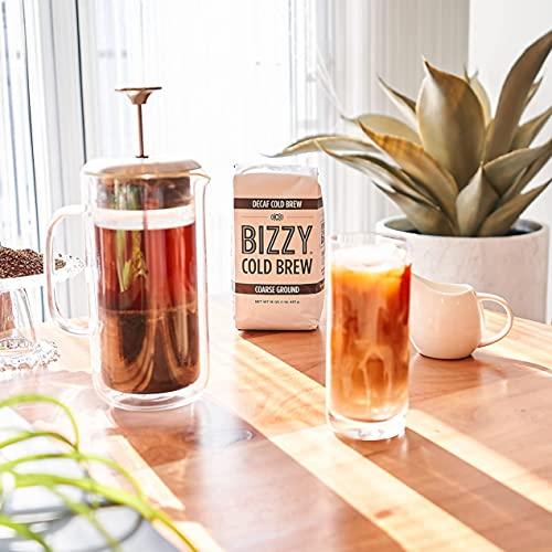 Bizzy Bizzy Cold Brew Coffee | Decaf Bundle | Coarse Ground Coffee + Brew Bags | Micro Sifted | Specialty Grade | 100% Arabica | 1 LB and 12ct Brew Bags