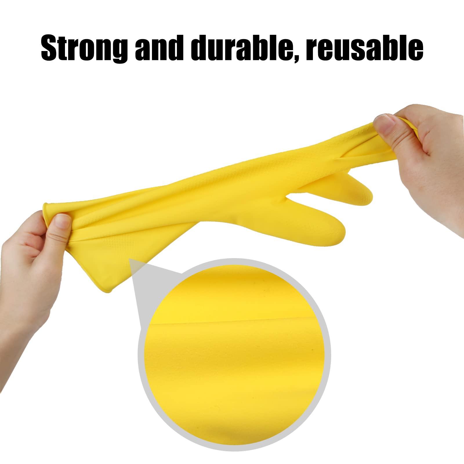 IUCGE IUCGE Yellow+Blue Large Protective Rubber Gloves, 2 Pairs, Reusable, Anti-slip Design