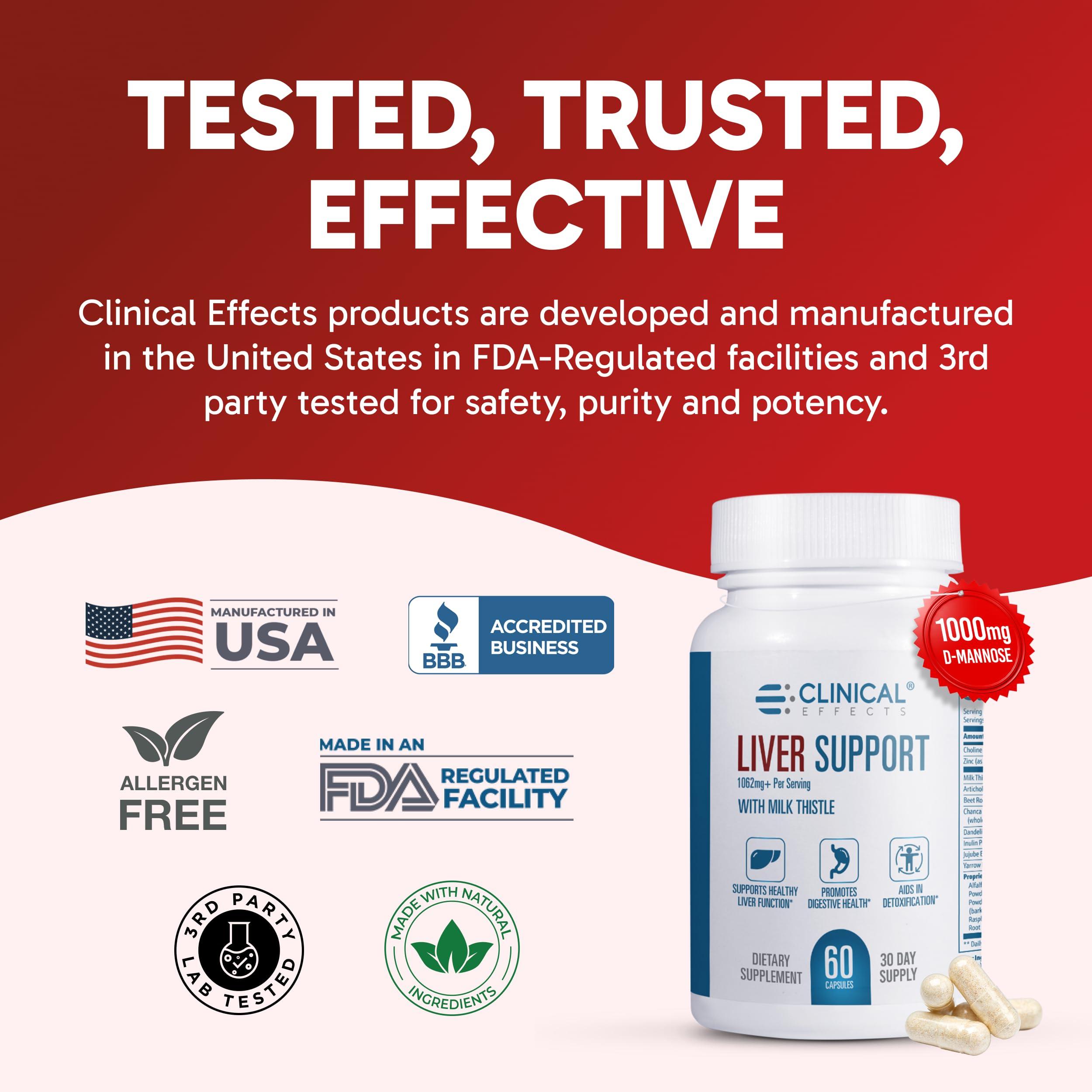 Clinical Effects Clinical Effects: Liver Support - Natural Milk Thistle and Zinc Supplement - 60 Veggie Capsules - Helps Detox and Cleanse The Liver - Supports Liver Function and Digestive Health - Made in The USA