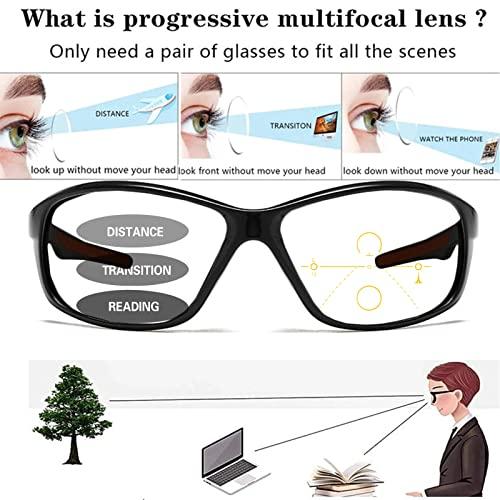 willochra Wrap Around Photochromic progressive multifocal reading glasses for Men Cycling Driving Sports Transition Readers sunglasses (black, 1.5, multiplier_x)