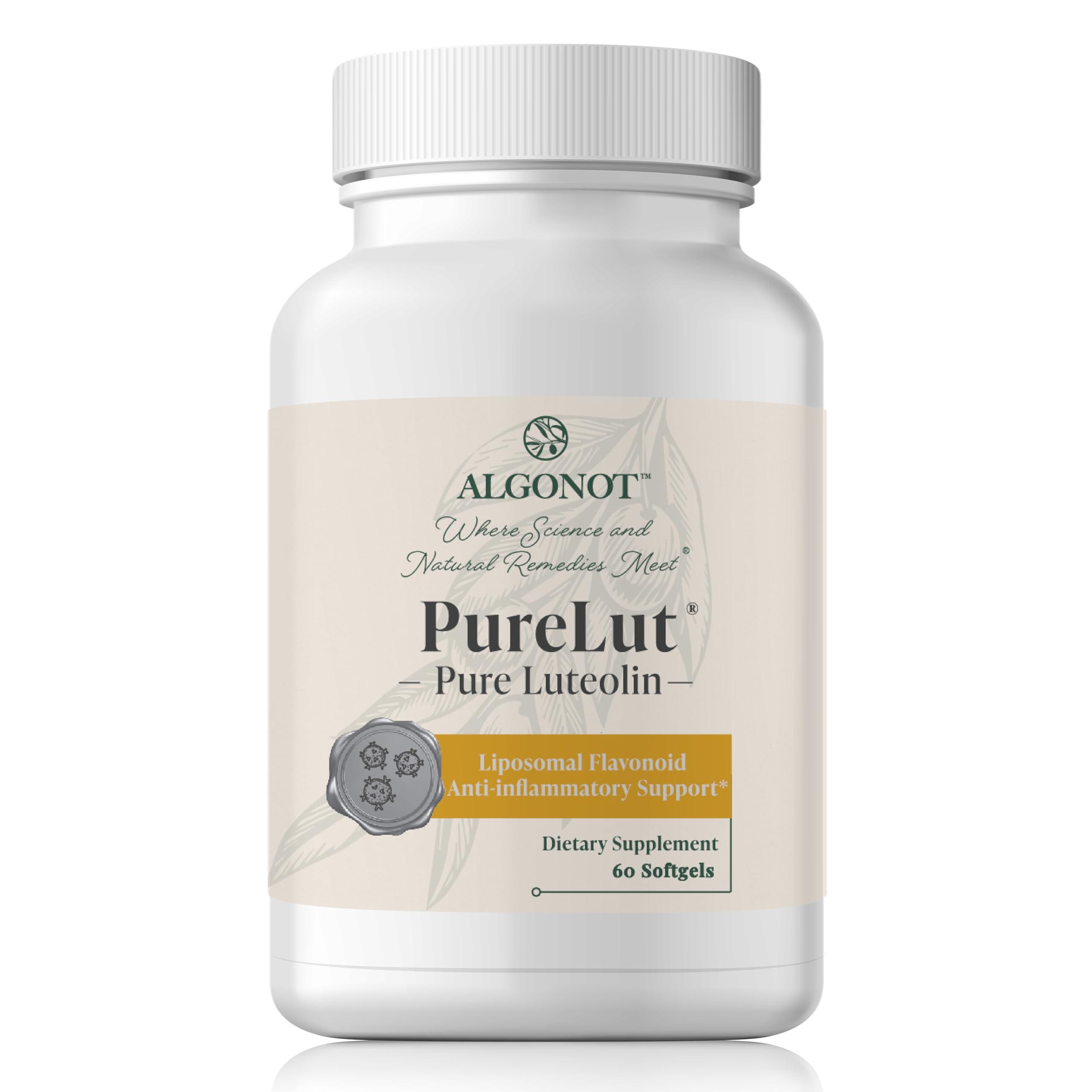 Algonot PureLut: Pure liposomal Luteolin - 60 softgels, 4 Pack, Patented Combination of Pure Luteolin in Olive Pomace Oil. for Immune Support, May Reduce damaging Free radicals & inflammatory Molecules.