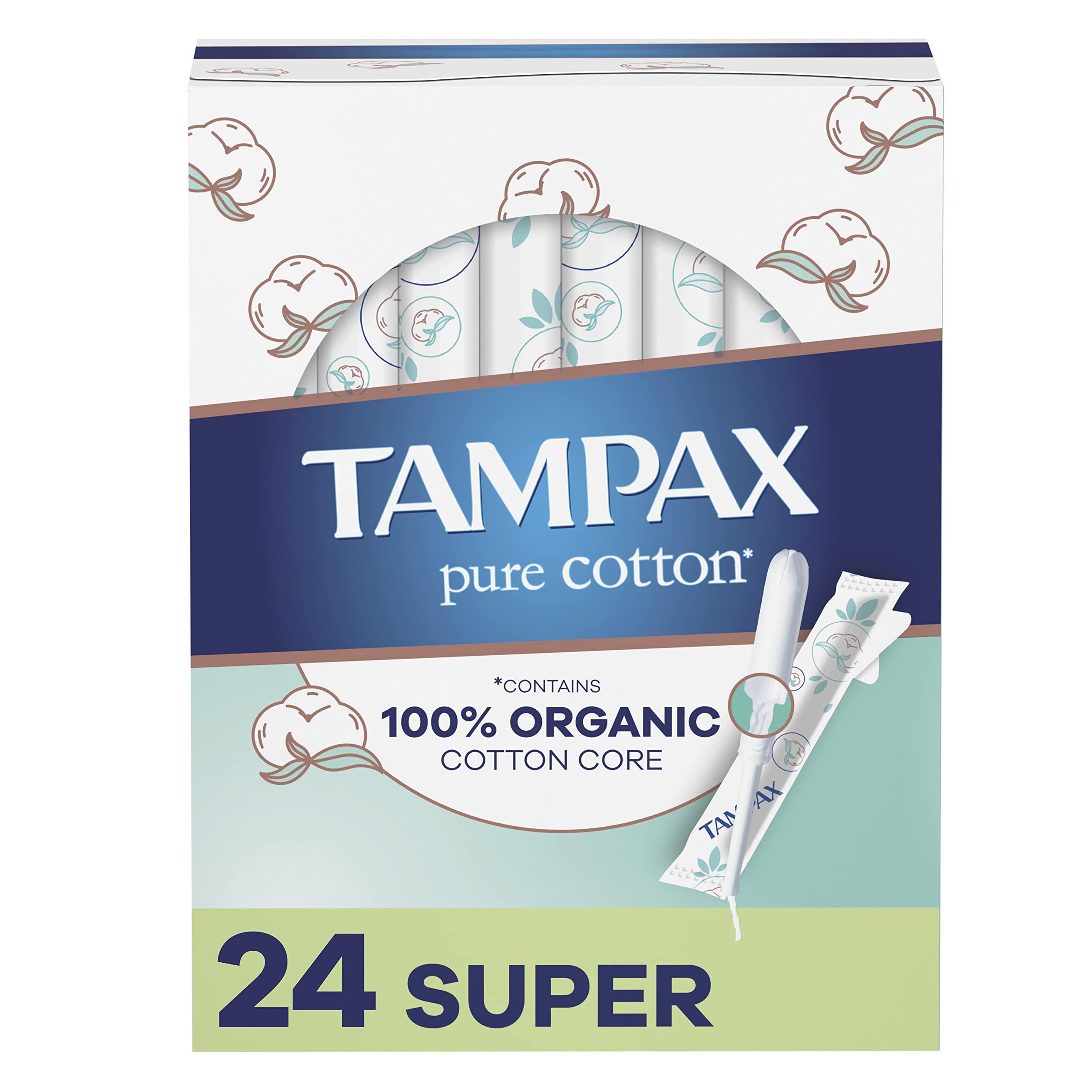 Tampax TAMPAX Pure 100% Organic Cotton Core Super Absorbency Tampons - 24 ct