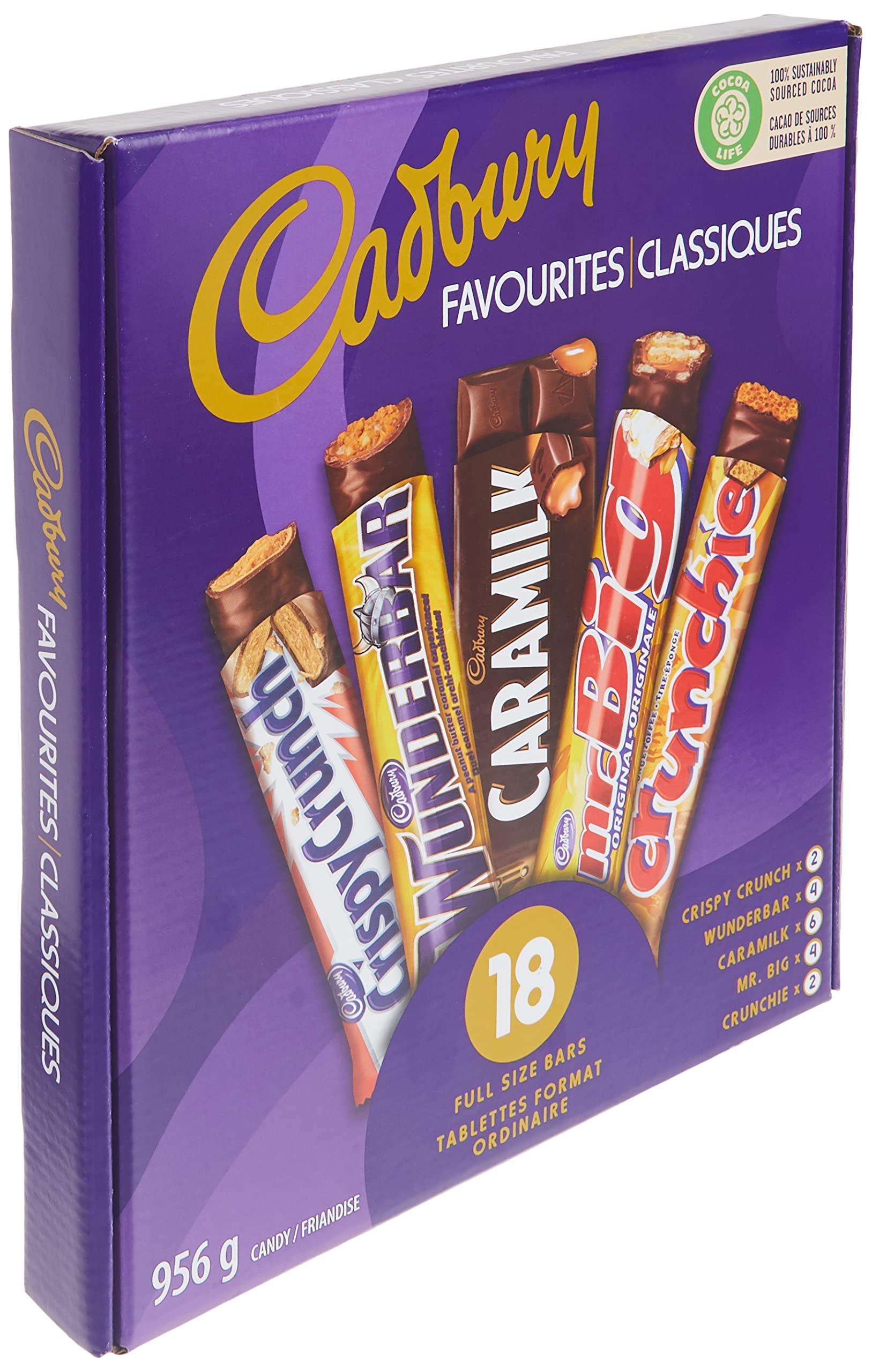Cadbury Cadbury 18 Full Size Assorted Chocolate Bars, 936g, Caramilk, Mr Big, Crispy Crunch, Crunchie, Wunderbar, Imported from Canada