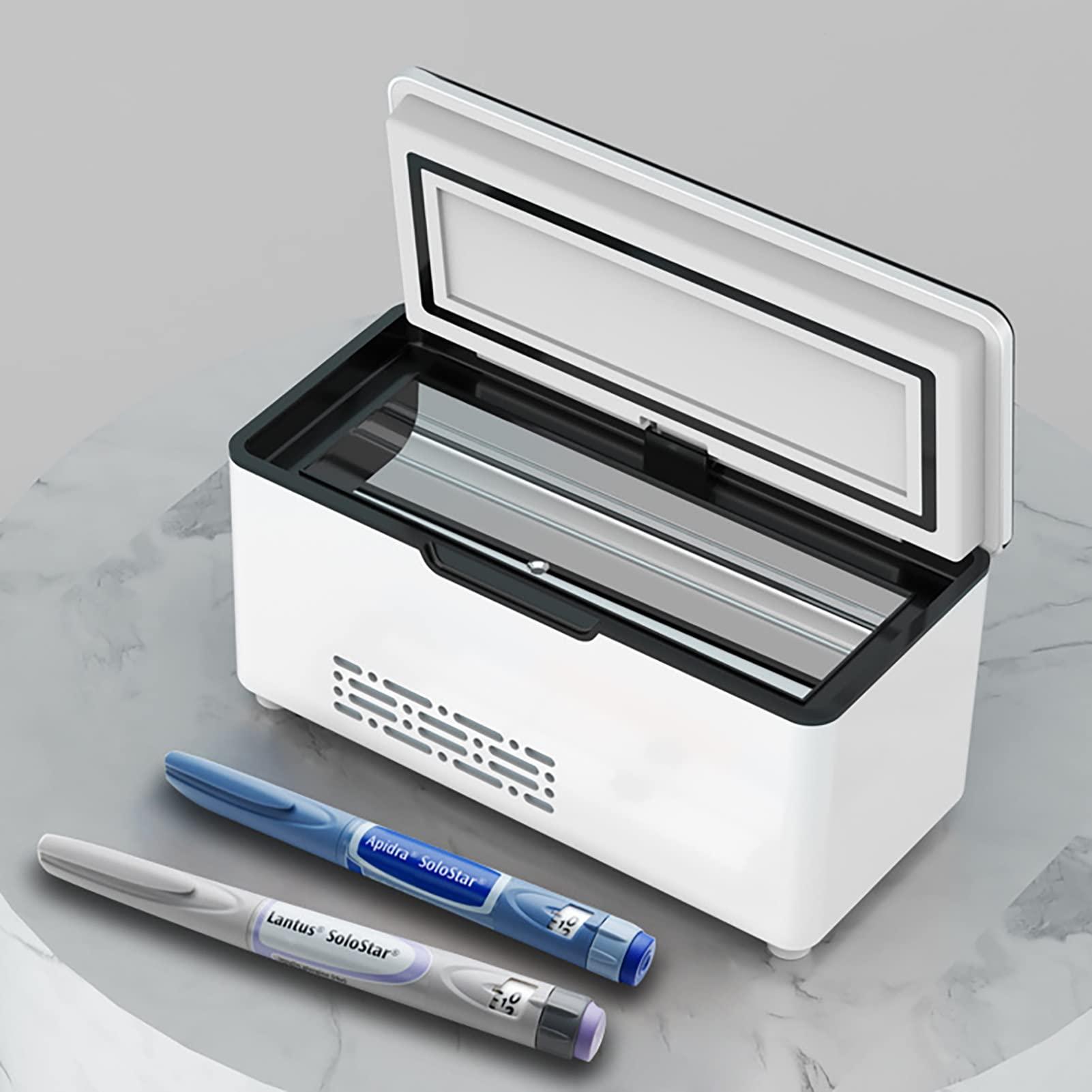 YXJPP Portable Insulin Cooler - White Car Travel Small Fridge, Large Capacity Home Care Medicine Refrigerator and Insulin Cooler, Small Travel Box for Medication