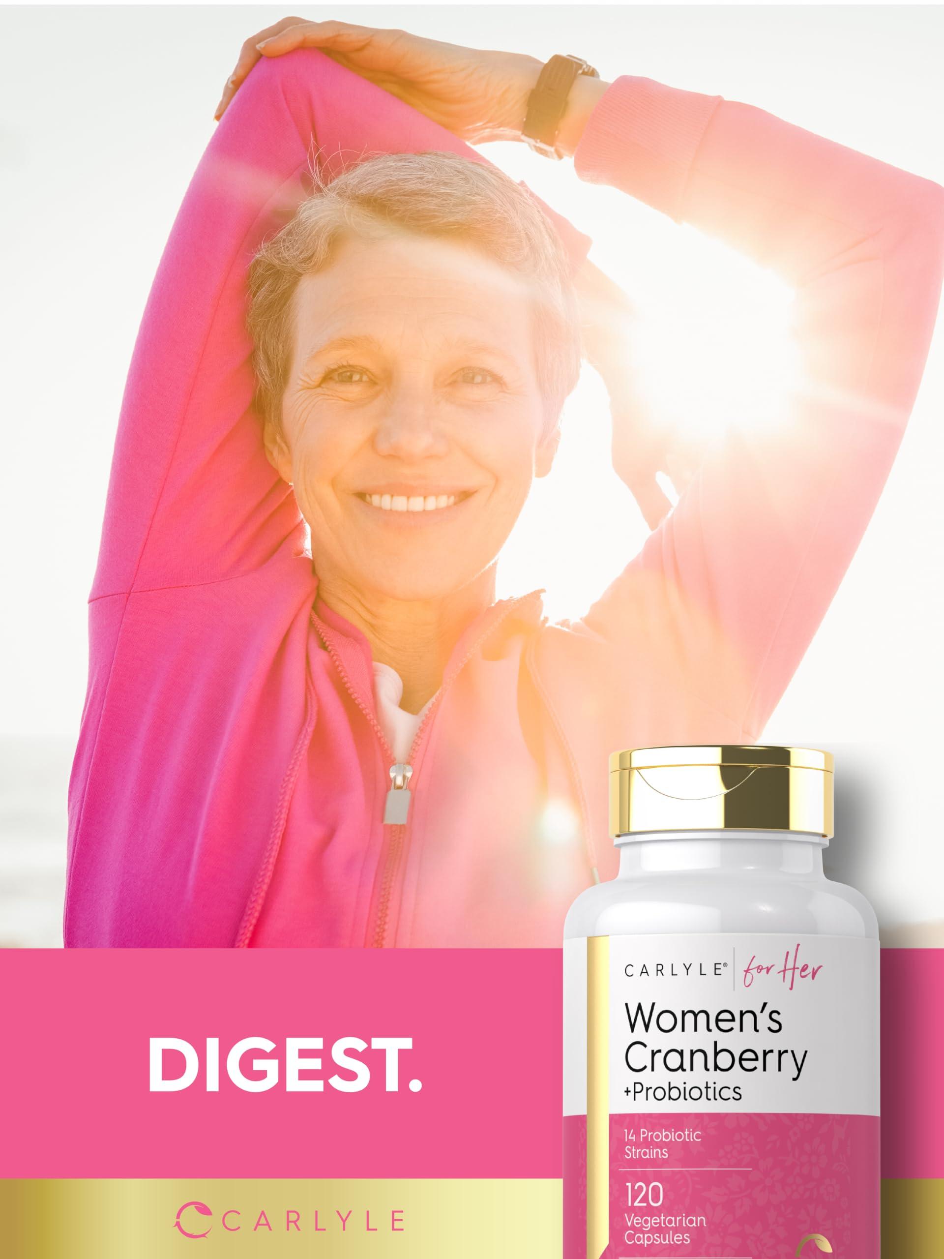 Carlyle Carlyle Women's Cranberry Plus Probiotics | 120 Capsules | with 14 Probiotic Strains | Vegetarian, Non-GMO, Gluten Free Supplement | for Her