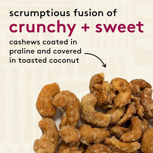 Snak Club Snak Club Coconutty Cashews, Kettle Cooked Fancy Cashews with Toasted Coconut, Gluten-Free and Kosher Snack, 2.5 oz Snack Bags, 6 Pack