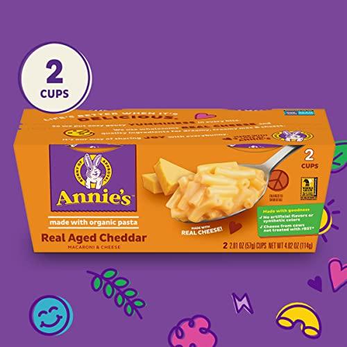 Annie's Homegrown Annie\'s Macaroni and Cheese, Real Aged Cheddar and Organic Pasta, Microwavable Cups, 2 Ct, 4.02 oz