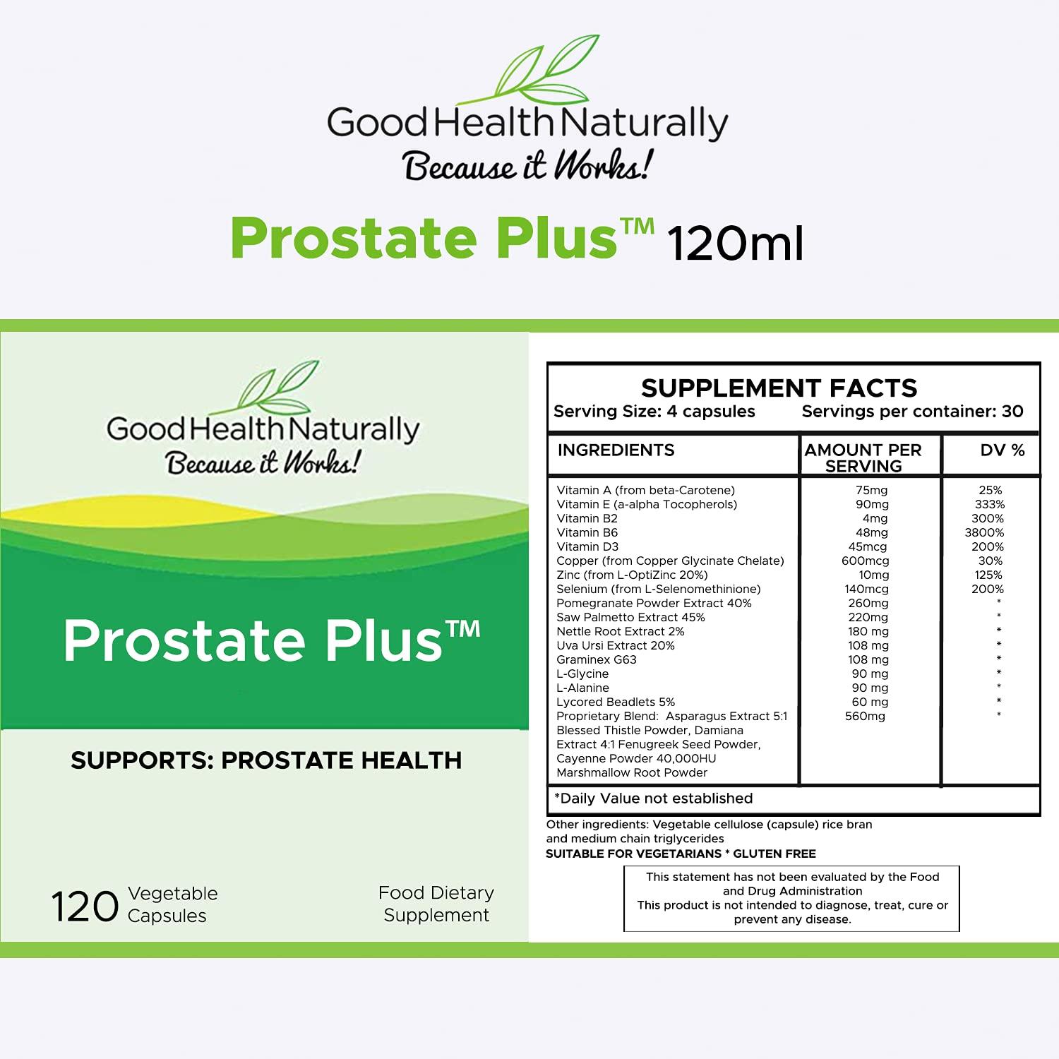 GOOD HEALTH NATURALLY BECAUSE IT WORKS! Prostate Plus+ - Prostate Support | 120 Capsues - Good Health Naturally