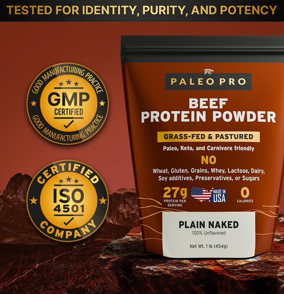 Paleo Pro PaleoPro Protein Powder Grass-Fed, Pastured, Cage-Free Protein | Gluten Free, Dairy Free. No Sugar, Soy, Grains or Net Carbs | Paleo & Keto Friendly - 15 Servings (16 oz, Plain)