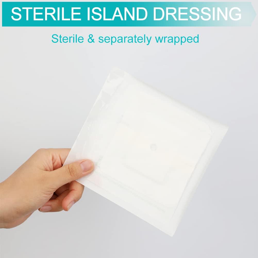 GoToHere Feeding Tube Adhesive Wound Dressing Sponge Split Drain Bandage for Peg G J Supra-Pubic Incision Bordered Guaze Pad Off-Cut Catheter Stabilization Device Holder Post Surgery 4\"X4\", Pack of 20