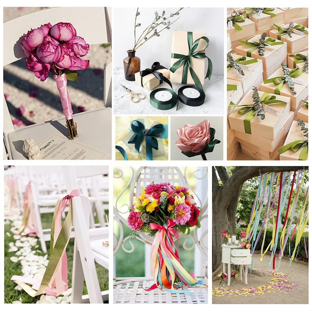 AHOMAME Purple Satin Ribbon 1 Inches x 25 Yards, Solid Color Fabric Ribbon for Gift Wrapping, Crafts, Hair Bows Making, Wreath, Wedding Party Decoration and Sewing Projects