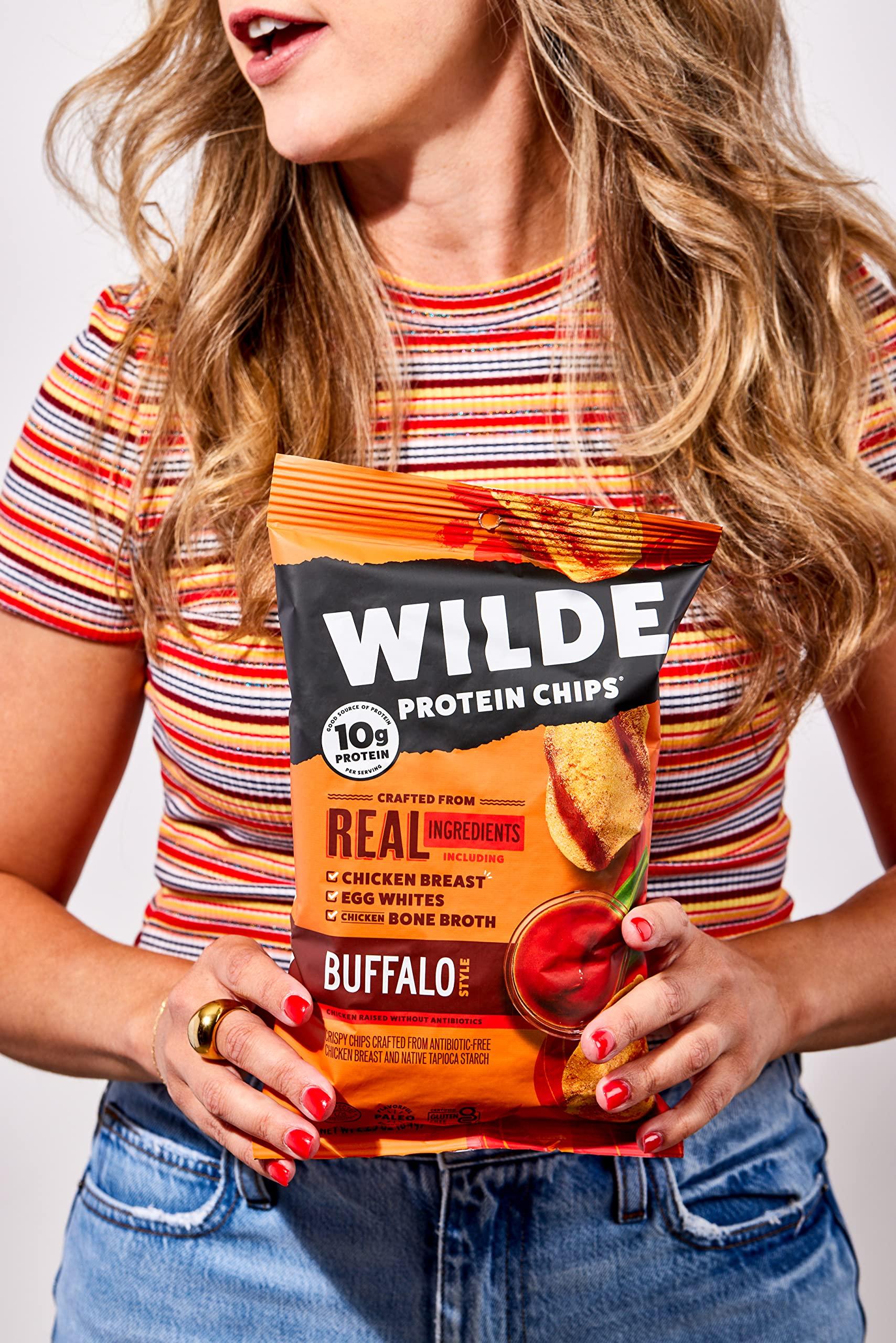 Wilde Chips WILDE Buffalo Protein Chips, Thin and Crispy, High Protein, Keto Friendly, Made with Real Ingredients, 1.34oz Bags (Pack of 8)