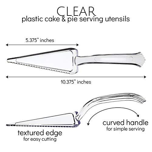 PLASTICPRO Plasticpro Disposable Plastic Cake Cutter Durable Heavy Duty Premium Serving Utensils Clear Pack of 4