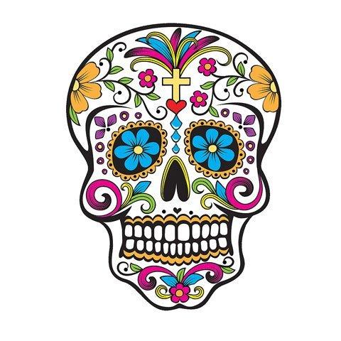 Whimsical Practicality Sugar Skull Colorful Birthday Day of the Dead ~ Edible Cake Cupcake or Cookie Topper!!! (6 inch round)