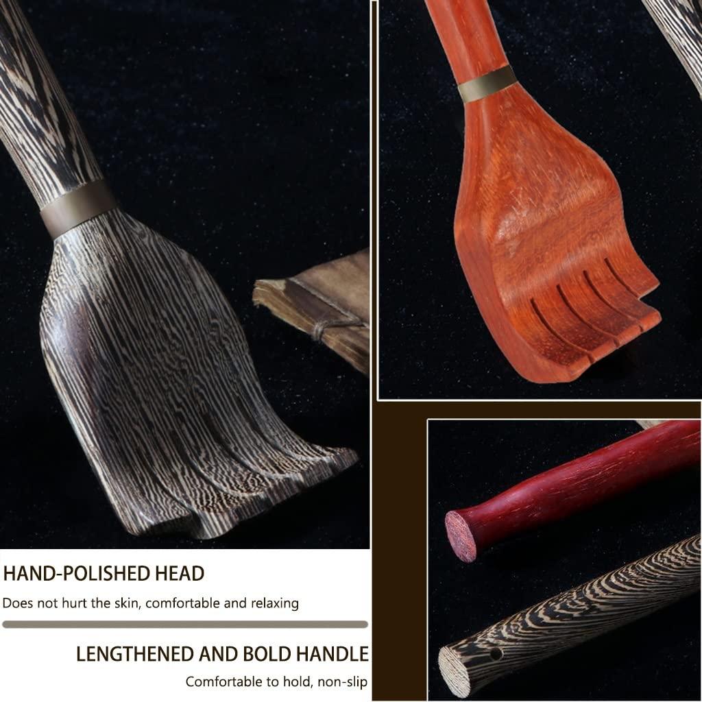FGQuelle Back Scratcher for Men Household Medium and Long Handle Backscratchers, Elderly Use Hand Polished Wood Scratching, Great Gift (Color : Red*2, Size : 45.5cm)