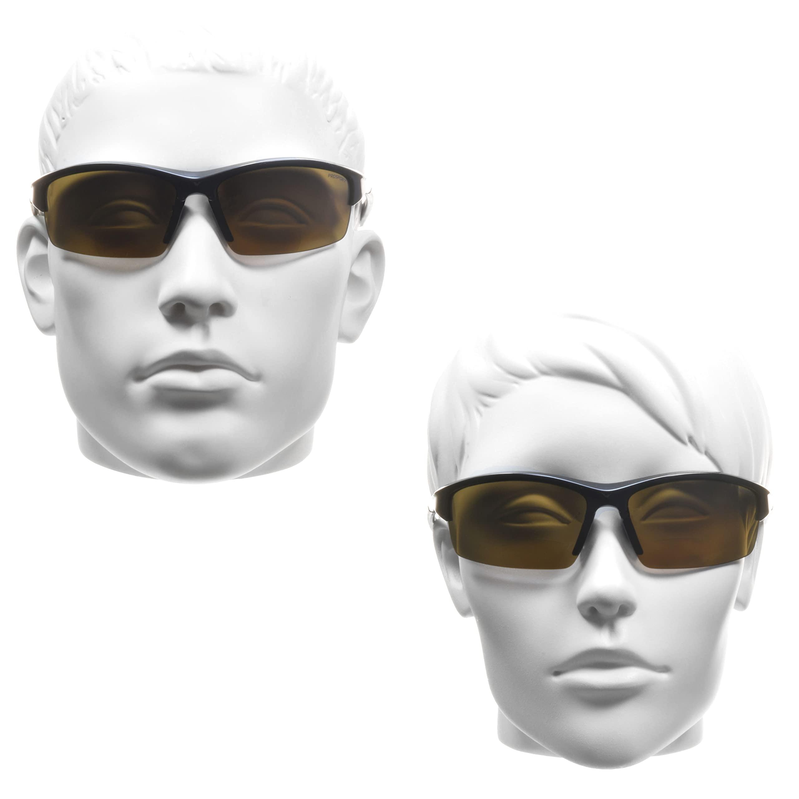 Bikershades Biker Armour Polarized Bifocal +1.50 Reading Sunglasses Wrap Around Sport TR90 Black Frame Brown Lens