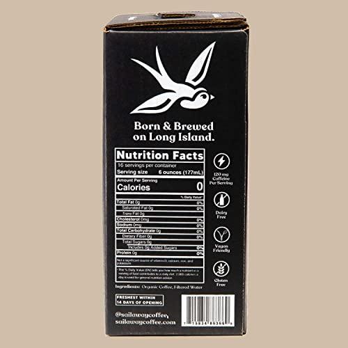 Sail Away Coffee Co. Sail Away Coffee Cold Brew Coffee Box Taps- Less Acidic Coffee Beverages | 120mg Caffeine, Gluten Free, Organic, Keto, Classic Black, 96 Fl. Oz.