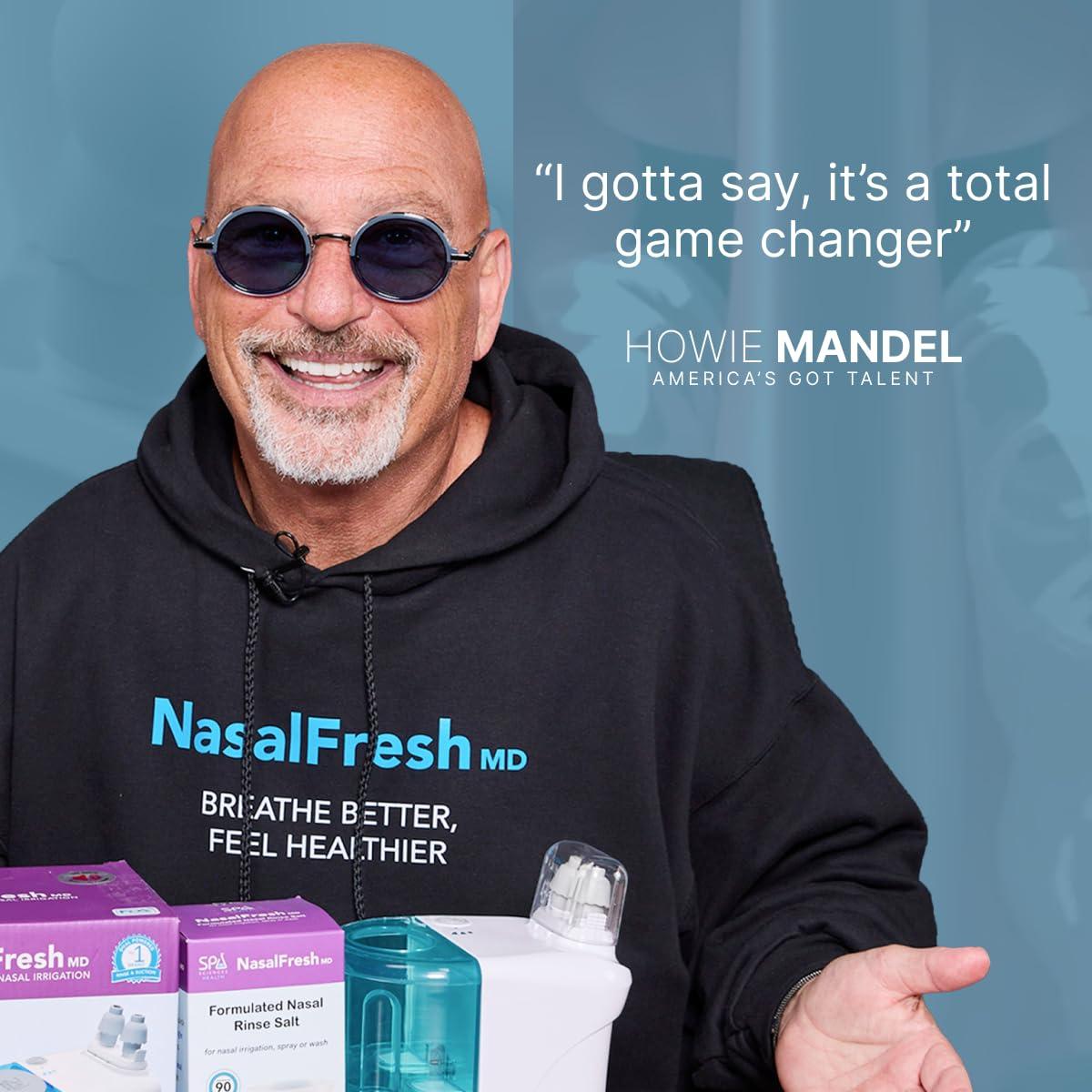 SPA SCIENCES NASALFRESH MD - Dual Powered Nasal Irrigation System Nasal Rinse and Wash - Sinus Decongestant Relief System w/ 30 Saline Packets - Rechargeable - Snoring Remedy